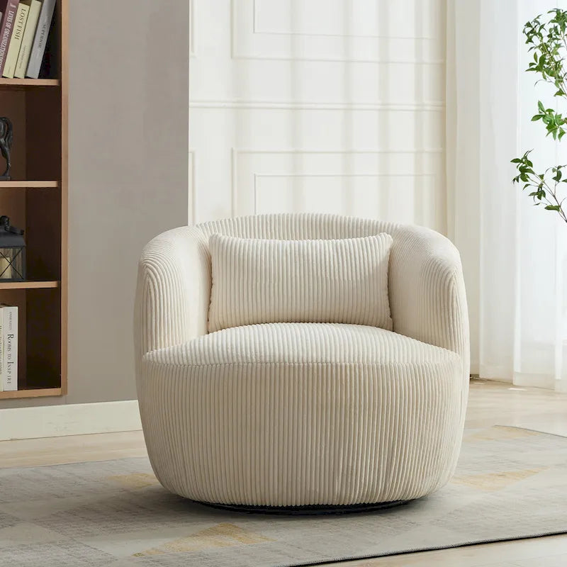 Fauteuil pivotant à 360° en velours côtelé