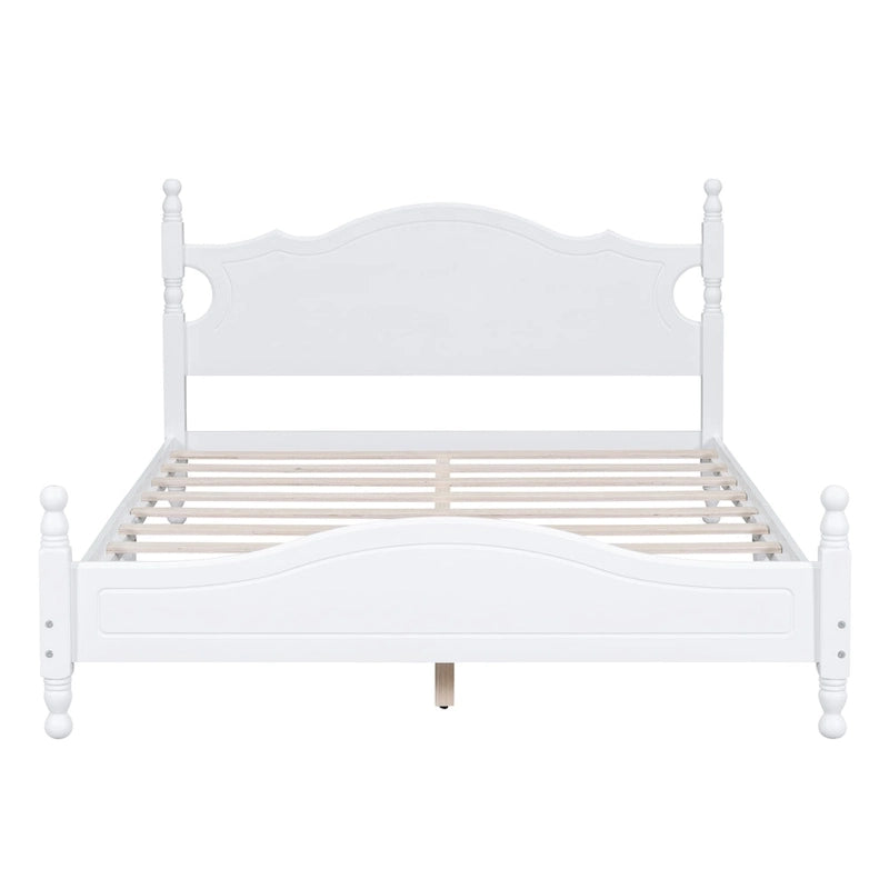 Lit plateforme en bois Queen size avec tête de lit de style vintage