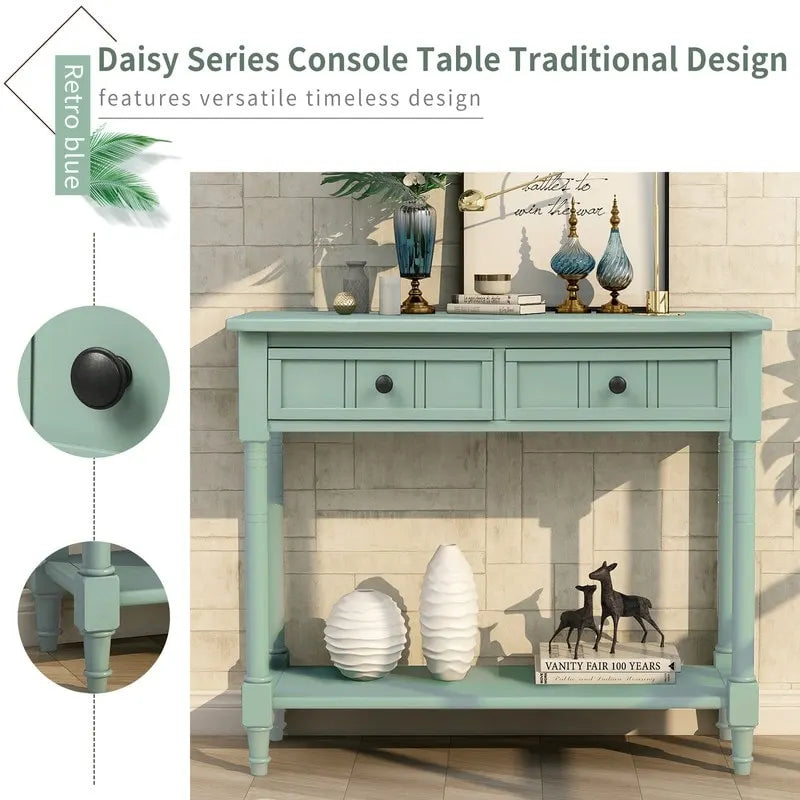 Console avec 2 tiroirs et étagère inférieure