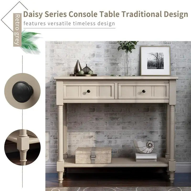 Console avec 2 tiroirs et étagère inférieure