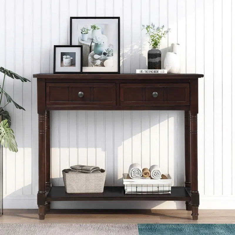 Console avec 2 tiroirs et étagère inférieure