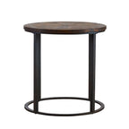 Table d'appoint ronde en bois recyclé avec cadre en métal