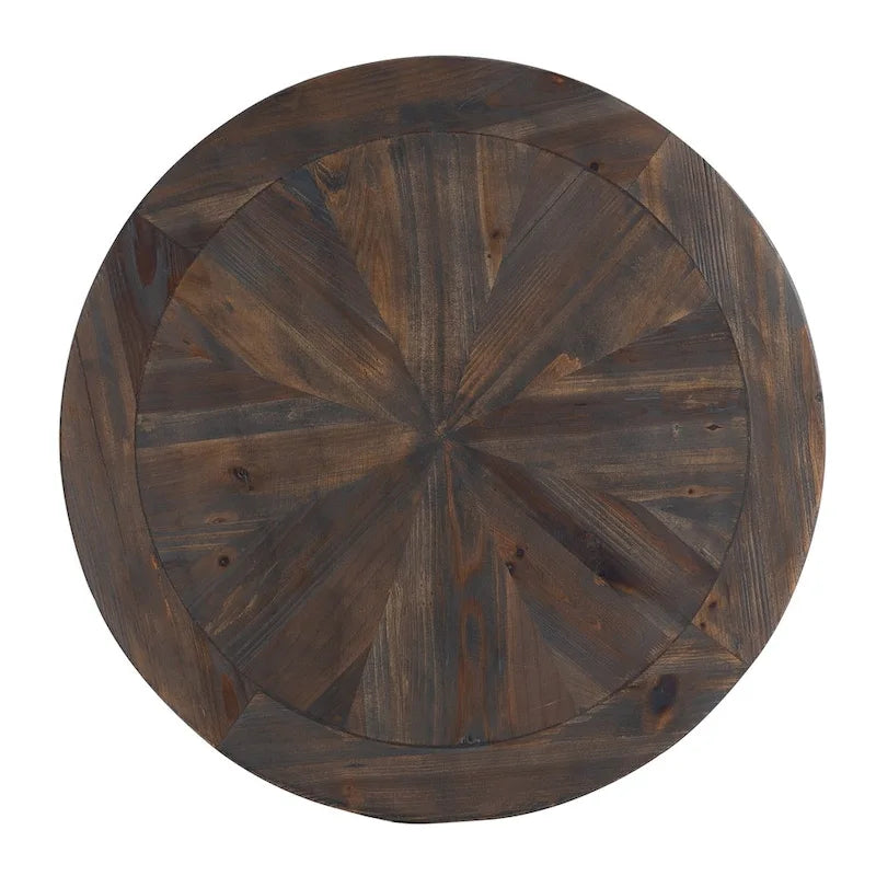 Table d'appoint ronde en bois recyclé avec cadre en métal