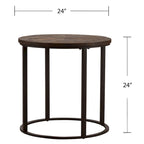 Table d'appoint ronde en bois recyclé avec cadre en métal