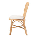 Chaise de salle à manger en rotin naturel avec coussin amovible