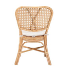 Chaise de salle à manger en rotin naturel avec coussin amovible