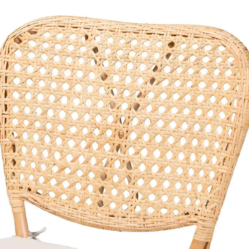 Chaise de salle à manger en rotin naturel avec coussin amovible