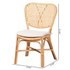 Chaise de salle à manger en rotin naturel avec coussin amovible
