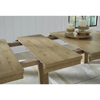 Table à manger extensible brun clair - 44,5 L x 108 P x 30,13 H