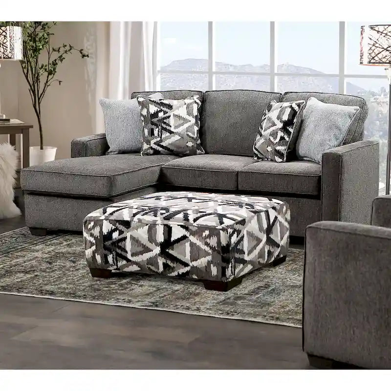 Pouf géométrique multicolore de transition