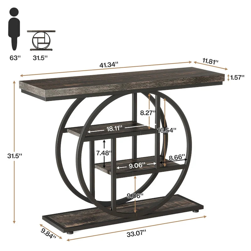 Console 4 niveaux de 105 cm avec cadre en métal