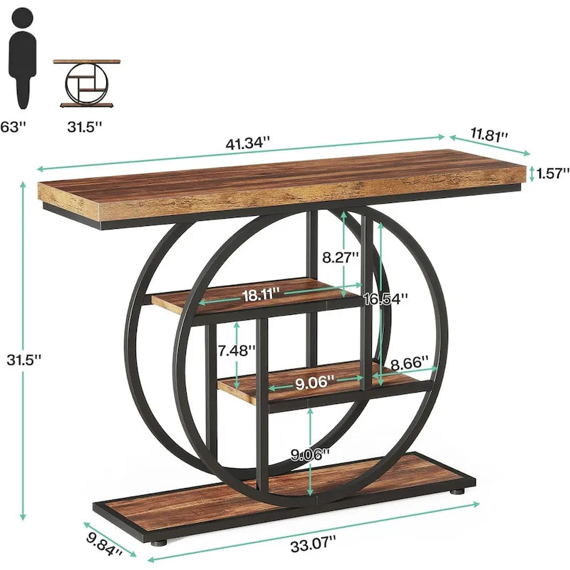 Console 4 niveaux de 105 cm avec cadre en métal