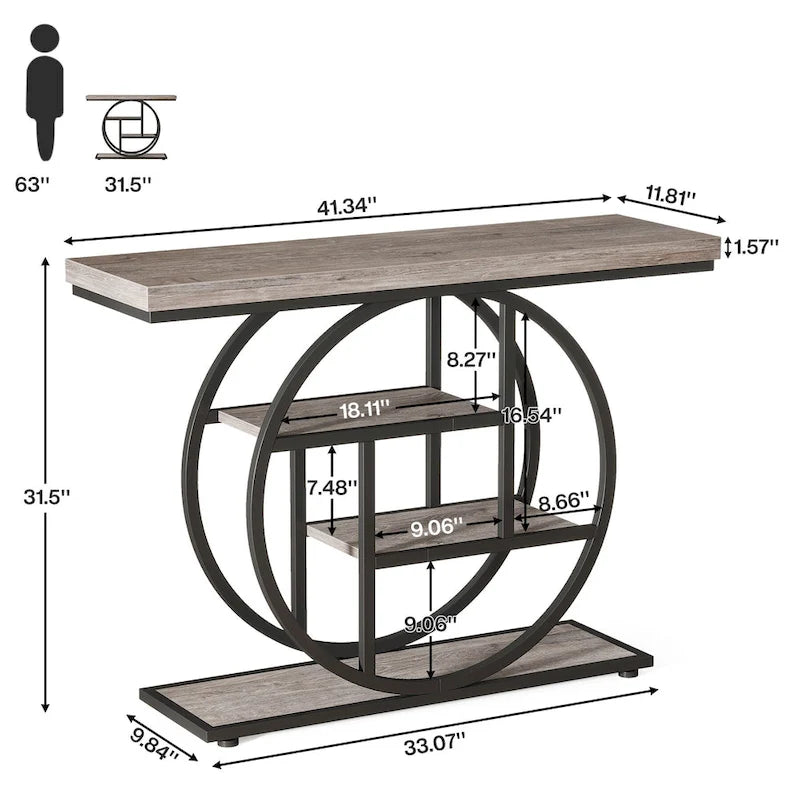 Console 4 niveaux de 105 cm avec cadre en métal