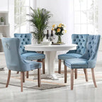 Lot de 2 chaises de salle à manger en velours avec dossier capitonné, clous décoratifs et pieds en bois massif