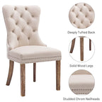 Lot de 2 chaises de salle à manger en velours avec dossier capitonné, clous décoratifs et pieds en bois massif