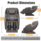Fauteuil de massage corporel complet inclinable avec gravité zéro, airbag, haut-parleur Bluetooth et rouleau pour les pieds