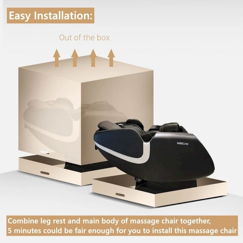 Fauteuil de massage corporel complet inclinable avec gravité zéro, airbag, haut-parleur Bluetooth et rouleau pour les pieds