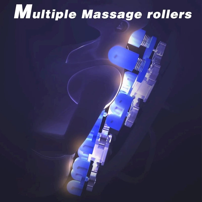 Fauteuil de massage corporel complet inclinable avec gravité zéro, airbag, haut-parleur Bluetooth et rouleau pour les pieds