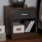 Table de chevet contemporaine 1 tiroir marron et grise