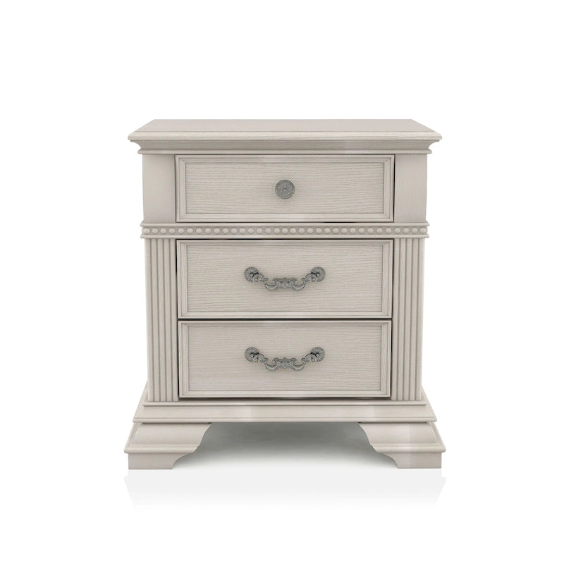 Table de chevet traditionnelle à 2 tiroirs en bois avec chargeur USB