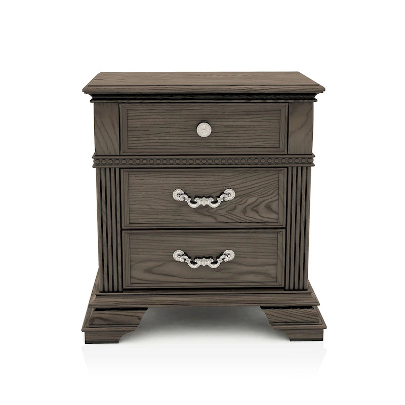 Table de chevet traditionnelle à 2 tiroirs en bois avec chargeur USB