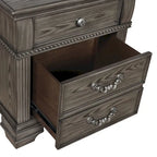 Table de chevet traditionnelle à 2 tiroirs en bois avec chargeur USB