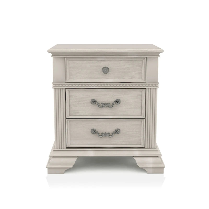 Table de chevet traditionnelle à 2 tiroirs en bois avec chargeur USB