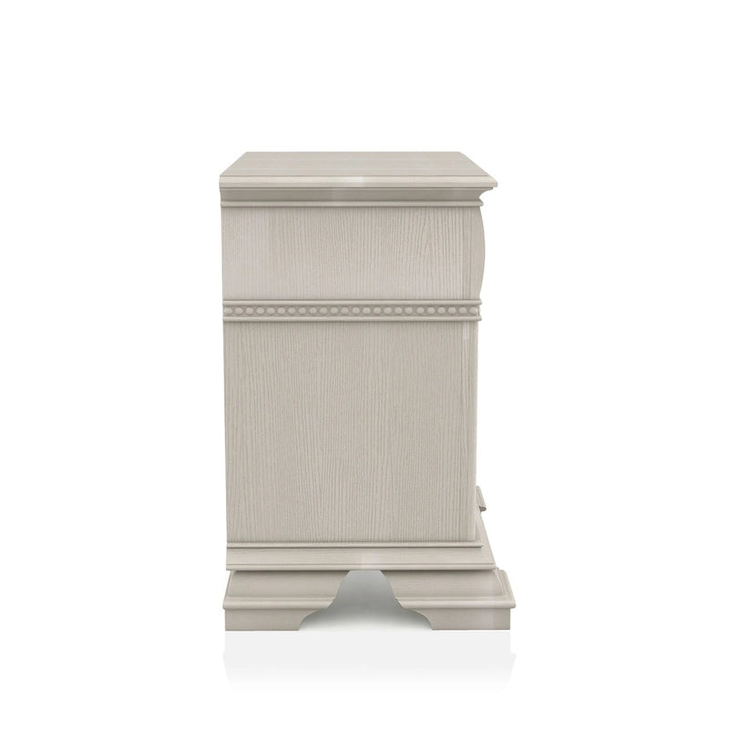 Table de chevet traditionnelle à 2 tiroirs en bois avec chargeur USB