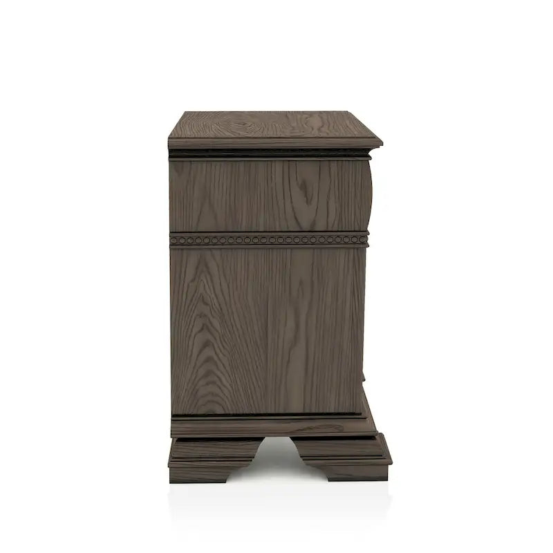 Table de chevet traditionnelle à 2 tiroirs en bois avec chargeur USB