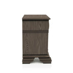Table de chevet traditionnelle à 2 tiroirs en bois avec chargeur USB