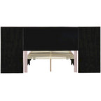 Lit plateforme tapissé double/grand format avec tête de lit et étagères latérales, velours, beige/gris/rose