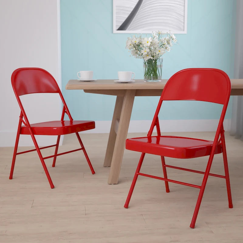 Chaise pliante en métal, lot de 2