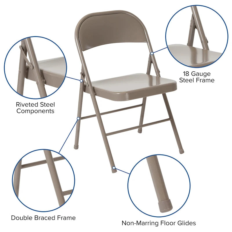 Chaise pliante en métal, lot de 2