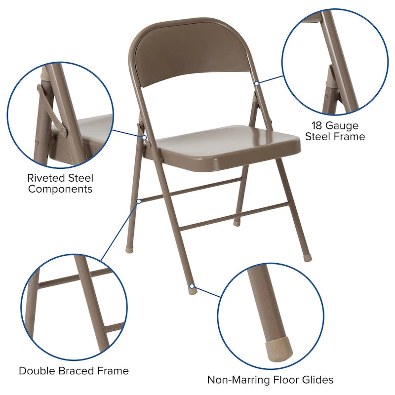 Chaise pliante en métal, lot de 2