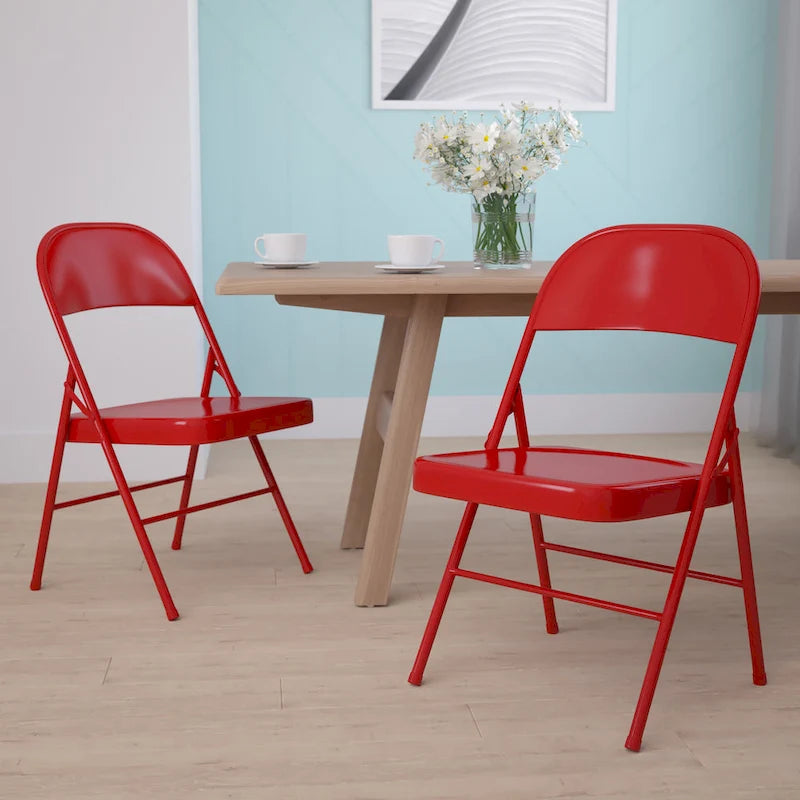 Chaise pliante en métal, lot de 2