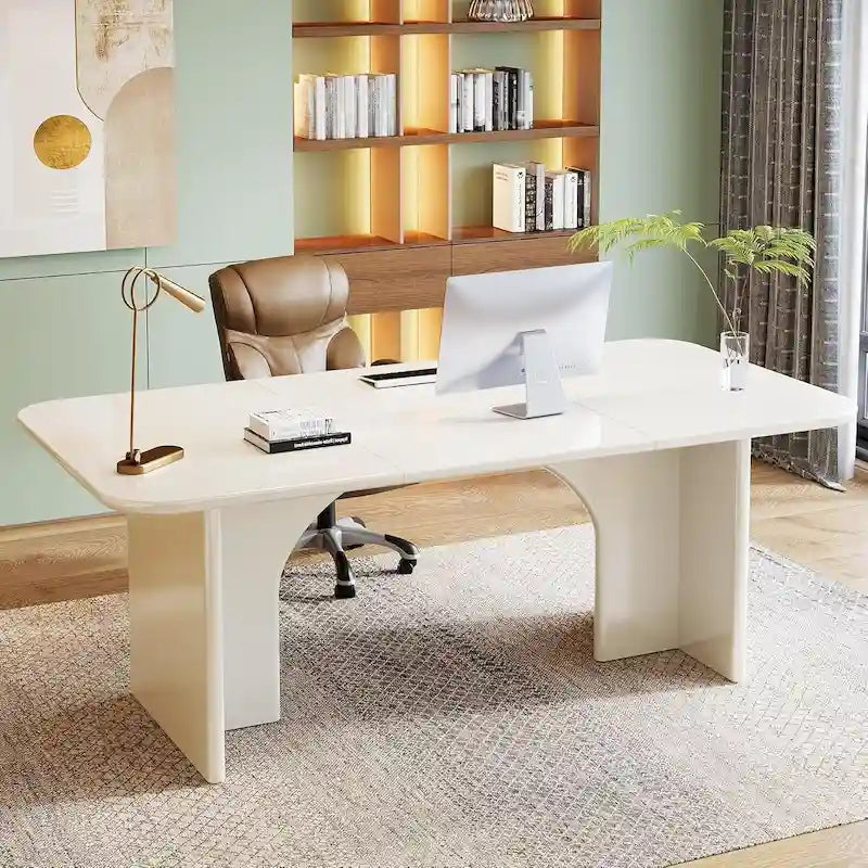 Bureau d'ordinateur de 63 pouces avec base arquée