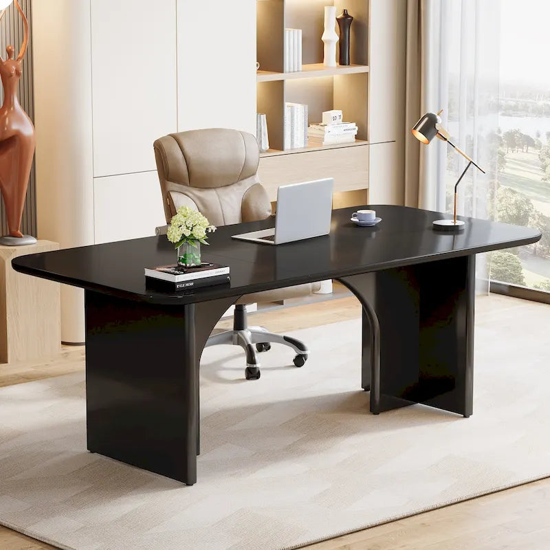 Bureau d'ordinateur de 63 pouces avec base arquée