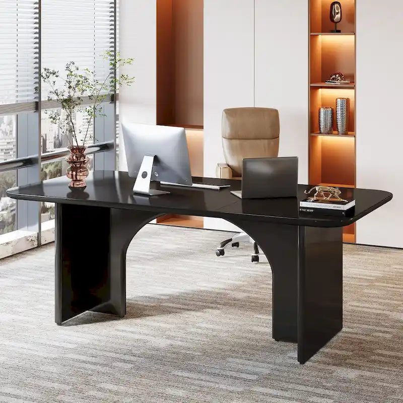 Bureau d'ordinateur de 63 pouces avec base arquée