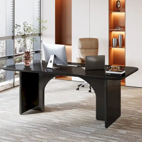 Bureau d'ordinateur de 63 pouces avec base arquée