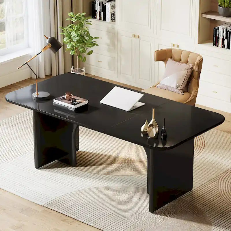 Bureau d'ordinateur de 63 pouces avec base arquée