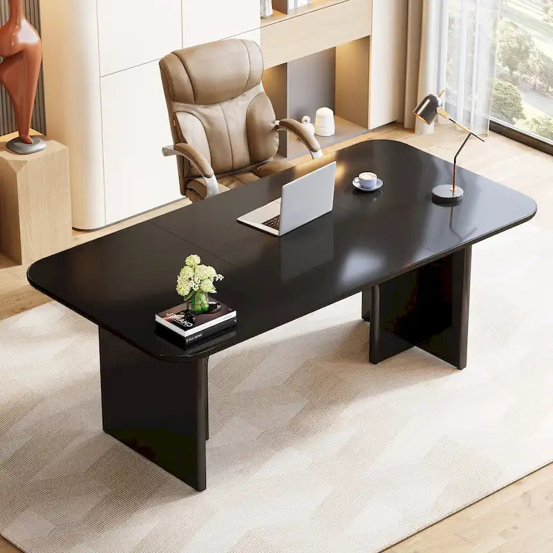 Bureau d'ordinateur de 63 pouces avec base arquée