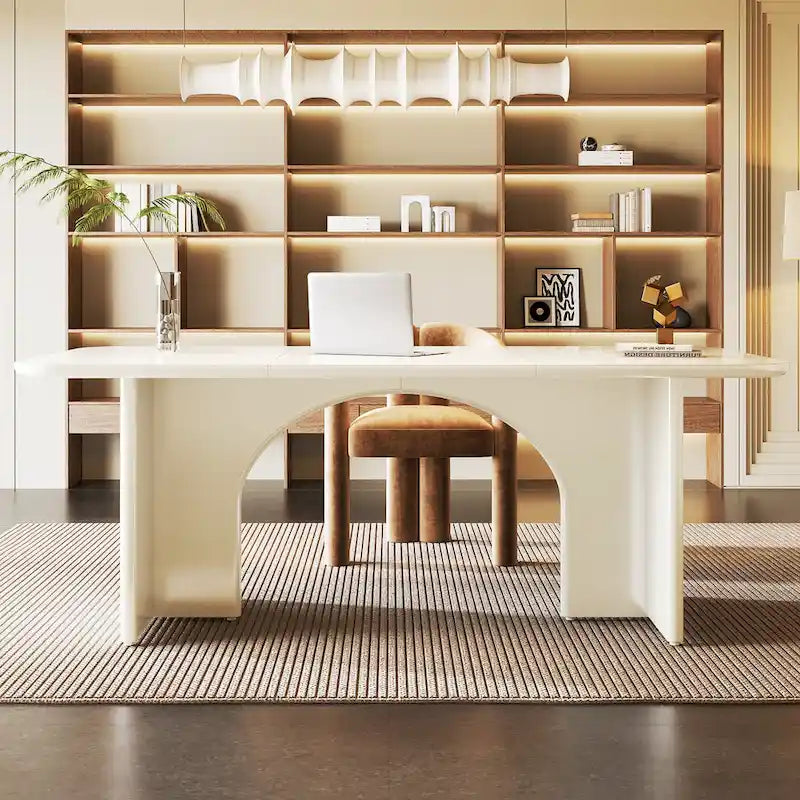 Bureau d'ordinateur de 63 pouces avec base arquée