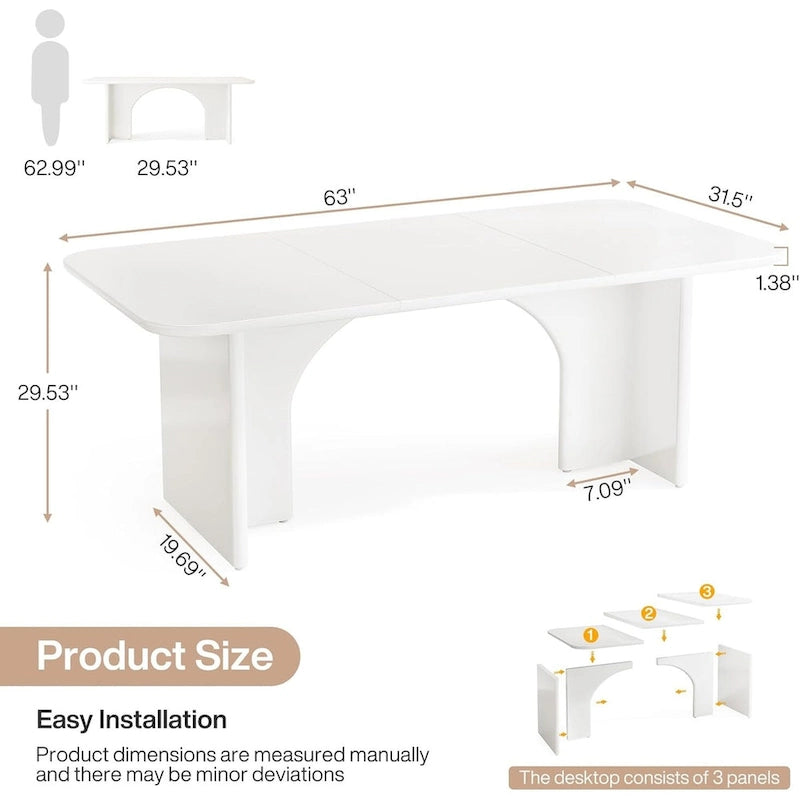 Bureau d'ordinateur de 63 pouces avec base arquée