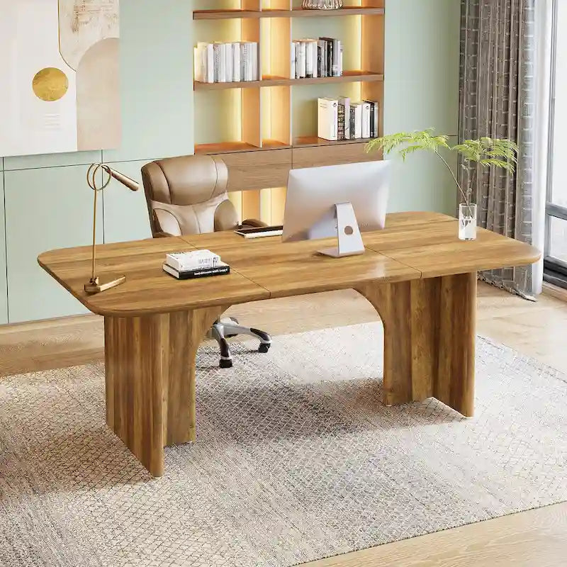 Bureau d'ordinateur de 63 pouces avec base arquée
