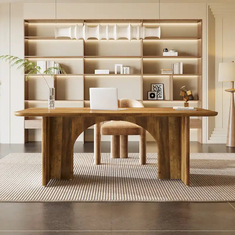 Bureau d'ordinateur de 63 pouces avec base arquée