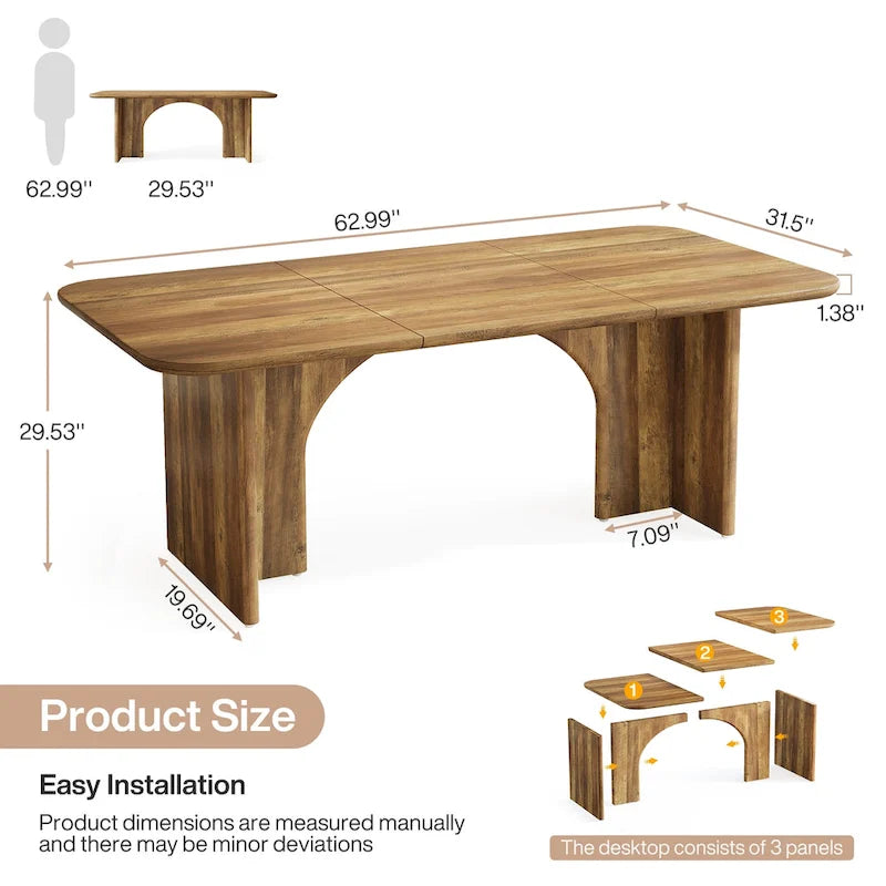 Bureau d'ordinateur de 63 pouces avec base arquée
