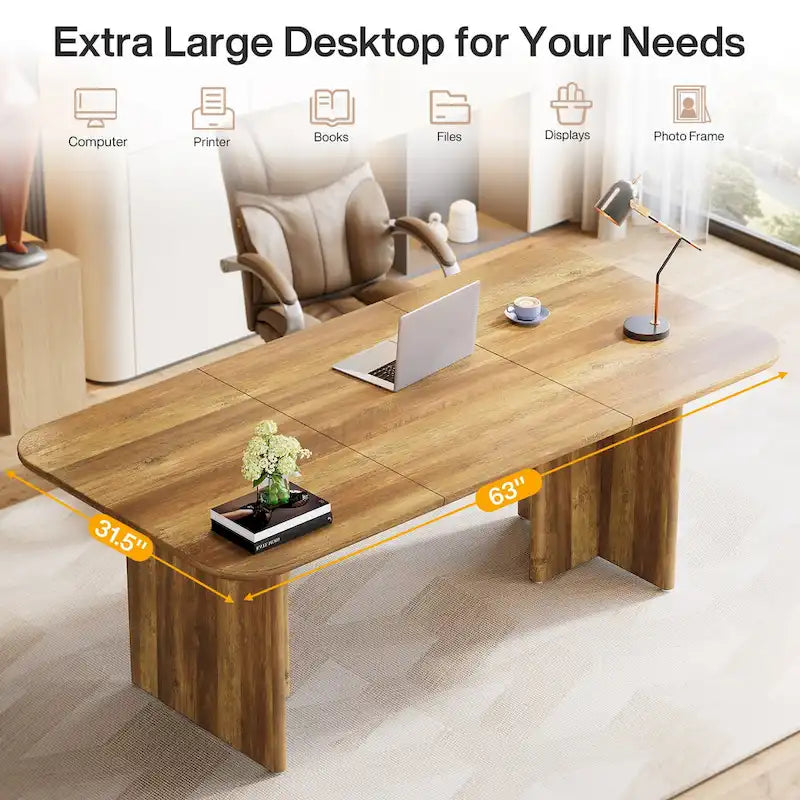 Bureau d'ordinateur de 63 pouces avec base arquée