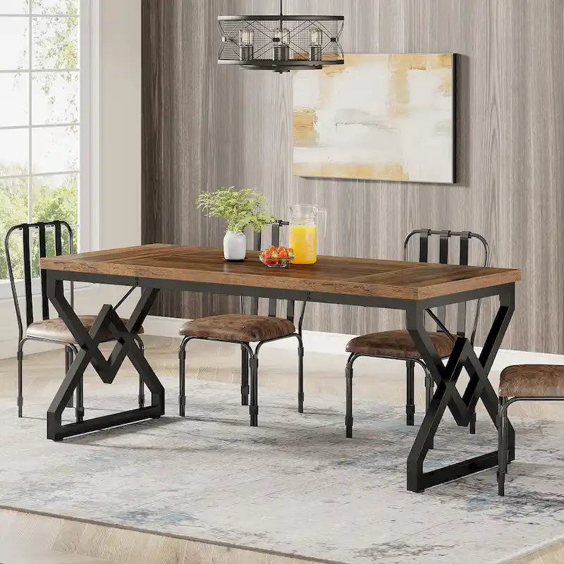Grand bureau de 160 cm avec cadre en métal et plateau en bois