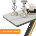 Console en pierre frittée avec base géométrique en métal - 120x30x78 cm