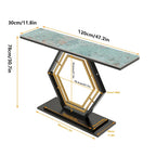 Console en pierre frittée avec base géométrique en métal - 120x30x78 cm